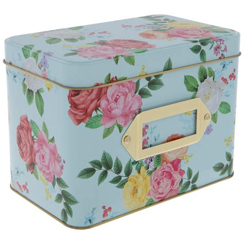 Roses Metal Recipe Box 